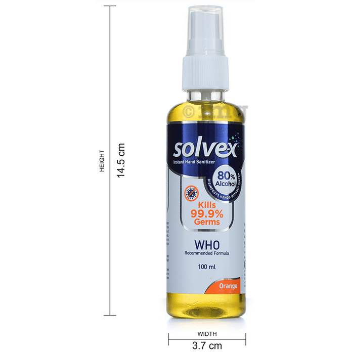 Solvex Instant Hand Sanitizer Spray 80% Alcohol (100ml Each) Orange