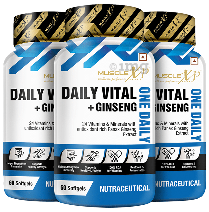 MuscleXP Daily Vital + Ginseng with 24 Vitamins Softgel (60 Each)