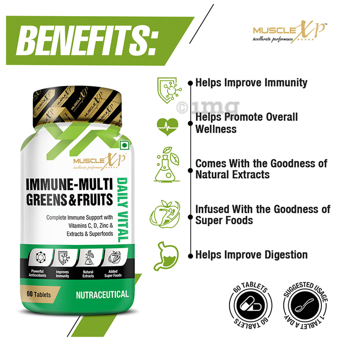 MuscleXP Immune-Multi Greens & Fruits Tablet (60 Each): Buy ...