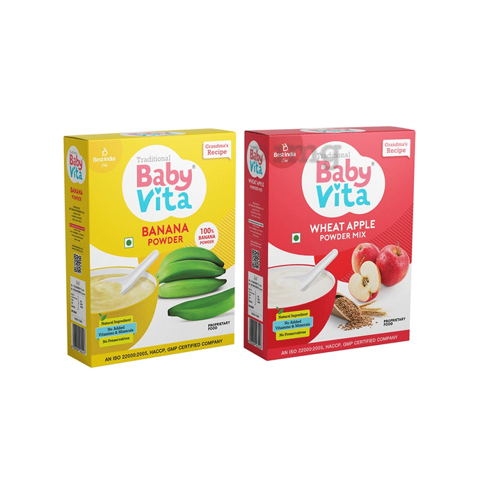 Combo Pack of Banana Powder and Wheat Apple Powder Mix (200gm Each)