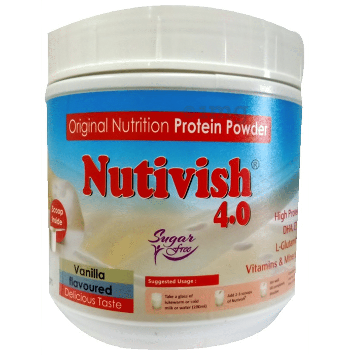 Nutivish Original Nutrition Whey Protein | With L-Glutamine & Omega 3 for Energy | Sugar-Free | Flavour Vanilla Powder