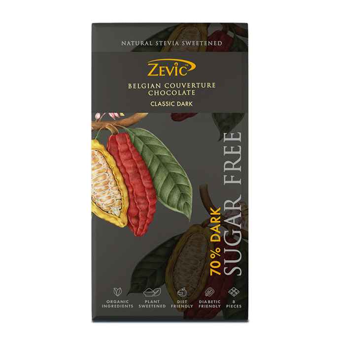 Zevic 70% Dark Chocolate | Diabetic Friendly | Flavour Belgian Cocoa