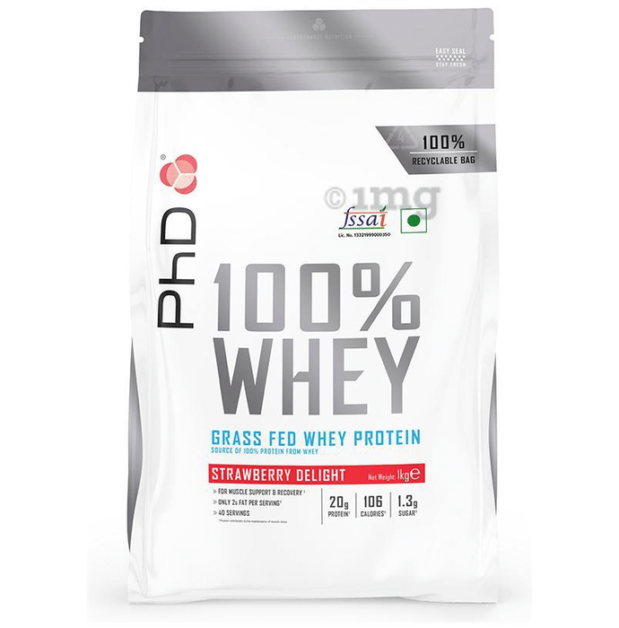 PHD 100% Grass Fed Whey Protein Powder Strawberry Delight