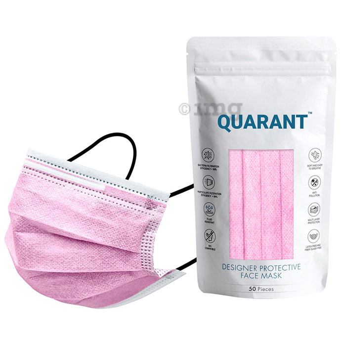 Quarant 4 Ply Designer Protective Face Mask Mask Pink
