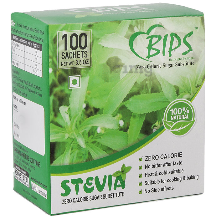 Bips Stevia Zero Calorie Sweetener Sachets (1gm Each)