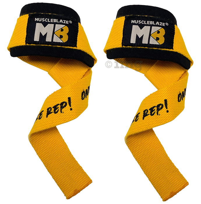 MuscleBlaze Weight Lifting Strap One More Rep Free Size Yellow