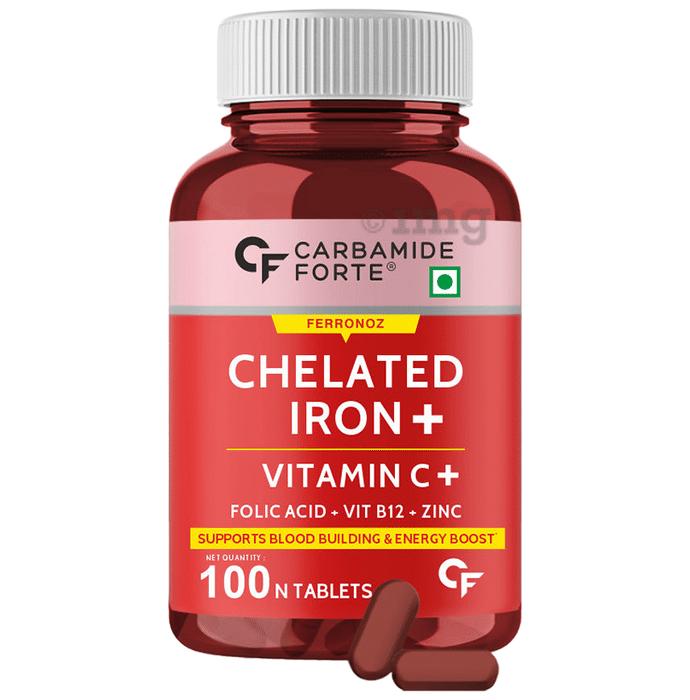 Carbamide Forte Chelated Iron with Folic Acid, Zinc, Vitamin C & B12 for Blood Building & Energy | Tablet