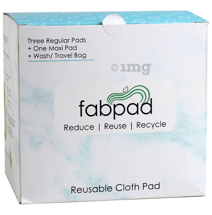 Fabpad Reusable Cloth Pads 3 Regular & 1 Maxi Off White
