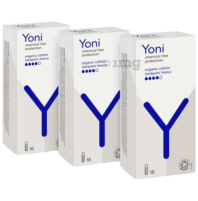 Yoni Organic Cotton Tampons Heavy (16 Each) Buy combo pack of 3.0
