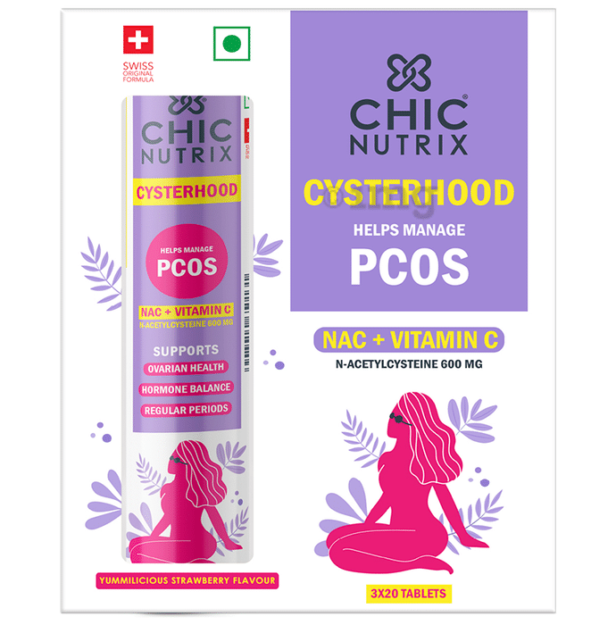 Chicnutrix Cysterhood NAC + Vitamin C Effervescent Tablet (20 Each) Yummilicious Strawberry