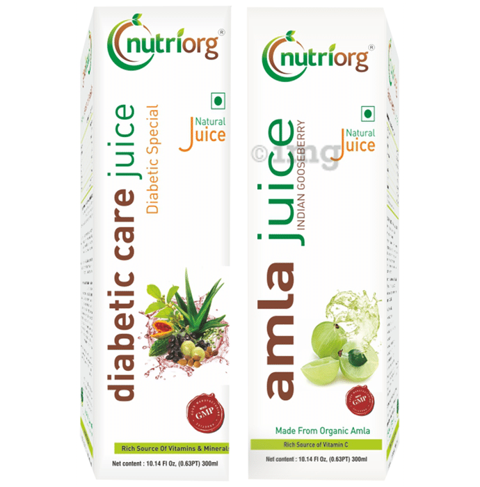 Nutriorg Combo Pack of Diabetic Care Juice & Amla Juice (300ml Each)
