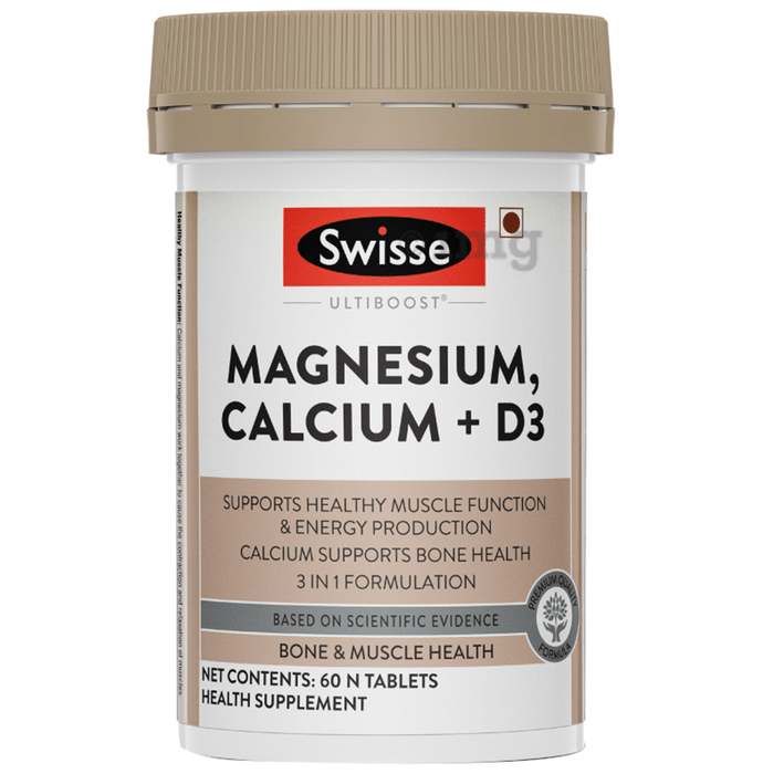 Swisse Ultiboost Magnesium, Calcium + D3 | Tablet for Muscles, Energy & Bone Health