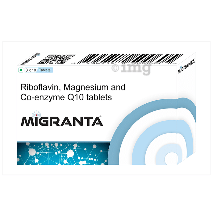 Migranta Riboflavin (B2), Magnesium, Co-Q10 for Sensitivity, Migraine & Headache Supplement Tablet