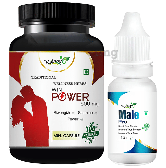 Natural Combo Pack of Win Power 60 Capsules & Male Pro 15ml