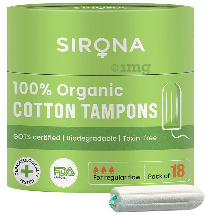 Sirona 100% Organic Cotton Tampons (Non-Applicator) Regular Flow
