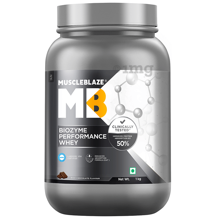 MuscleBlaze MB Biozyme Performance Whey Protein Powder Rich Chocolate
