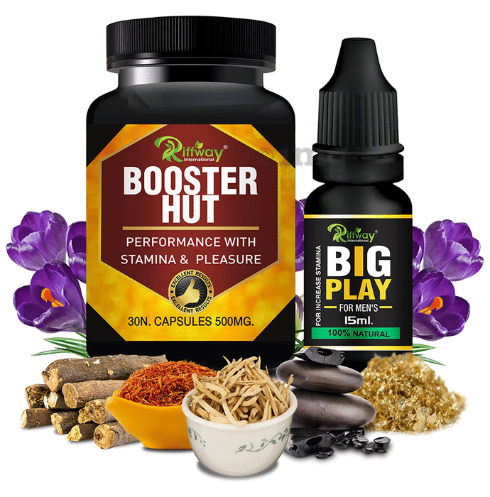 Riffway International Combo Pack of Booster Hut 30 Capsule & Big Play Oil 15ml