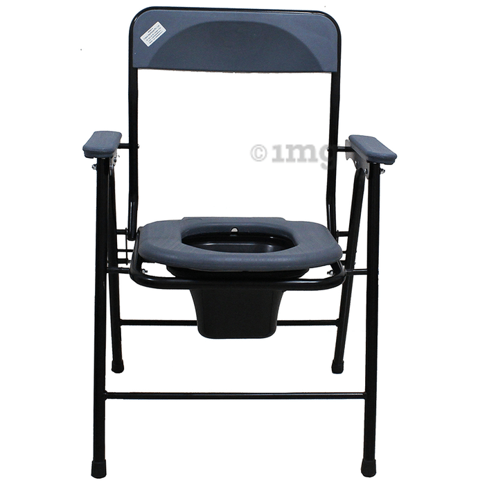Fidelis Commode Chair O Shape with Plastic Arm & Pot Universal Grey