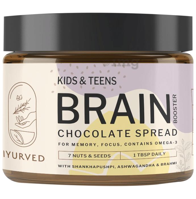 Iyurved Kids & Teens Brain Booster Chocolate Spread | With Brahmi, Omega 3 & Ashwagandha for Memory & Focus