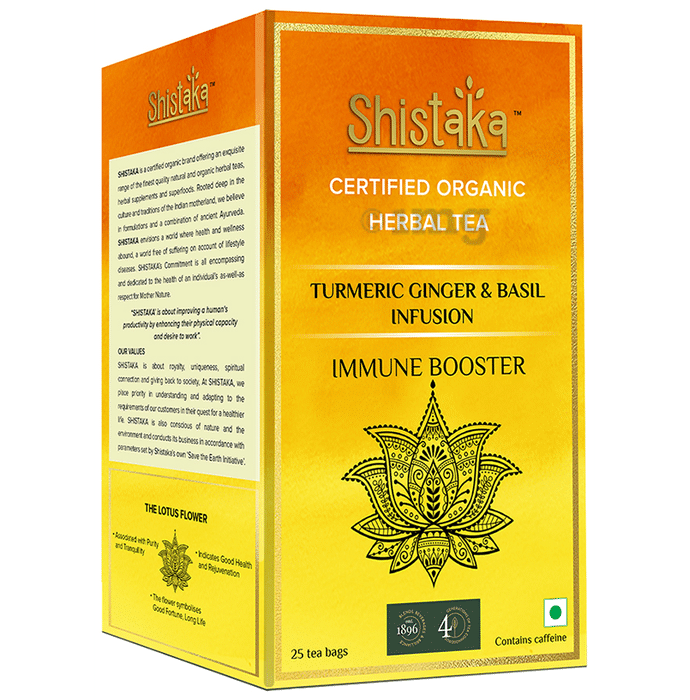 Shistaka Organic Herbal Tea Bag (1.8gm Each) Turmeric Ginger & Basil Infusion