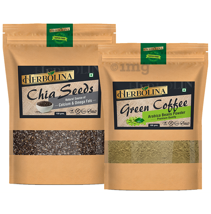 Herbolina Combo Pack of Chia Seeds & Green Coffee Powder (100gm Each)
