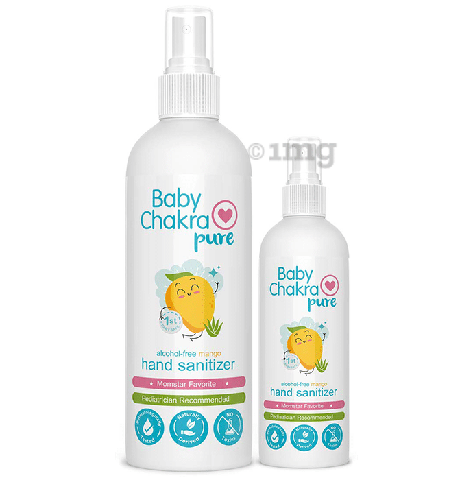 Baby Chakra Combo Pack of Pure Alcohol Free Mango Hand Sanitizer (200ml and 50ml)
