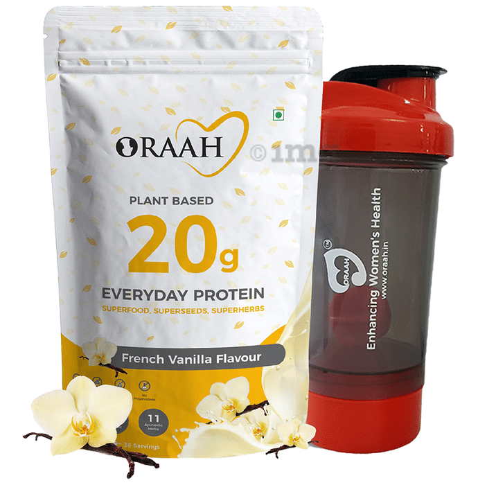 Oraah Plant Based 20g Everyday Protein Powder French Vanilla with Shaker Free