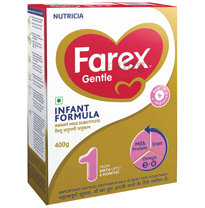 Farex Gentle Stage 1 Infant Formula | Powder with Milk Protein, Iron and Omega 3 & 6