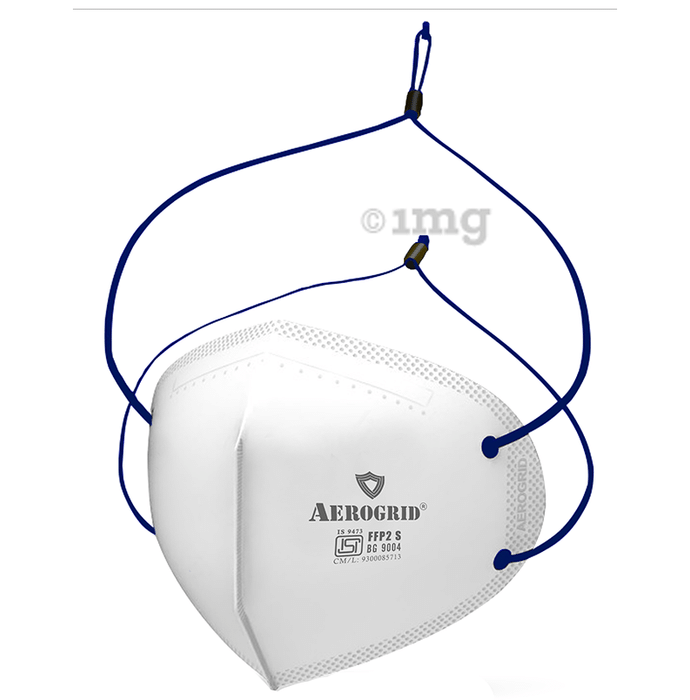 Aerogrid FFP2 6 Layer BIS Certified Premium N95 Mask White with Adjustable Blue Head Loop