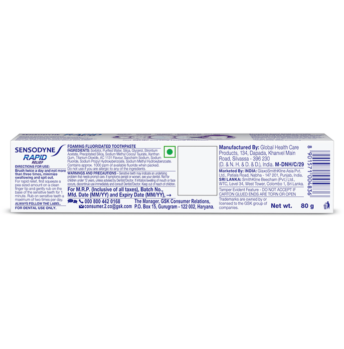 Sensodyne Rapid Relief Sensitive for Healthy Gums & Strong Teeth, Daily  Protection Toothpaste: Buy tube of 80.0 gm Toothpaste at best price in  India