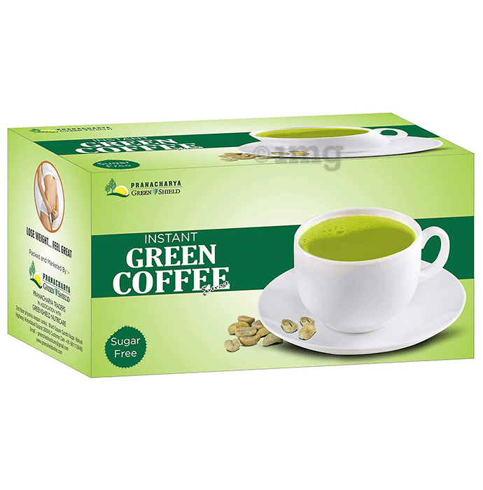 Pranacharya Green Shield Instant Green Coffee Extract Sachets (20 Each) Sugar Free