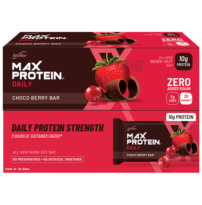 RiteBite Choco Berry Max Protein Daily Bar for Energy Boost