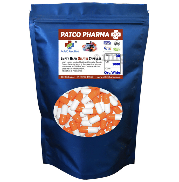 Patco Pharma Empty Hard Gelatin Capsule Size 00 Orange and White