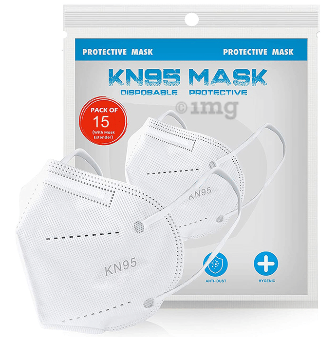 Care View Medohealthy KN95 Disposable Protective Face Mask with Head Mask Extender and Five Layer Protection White