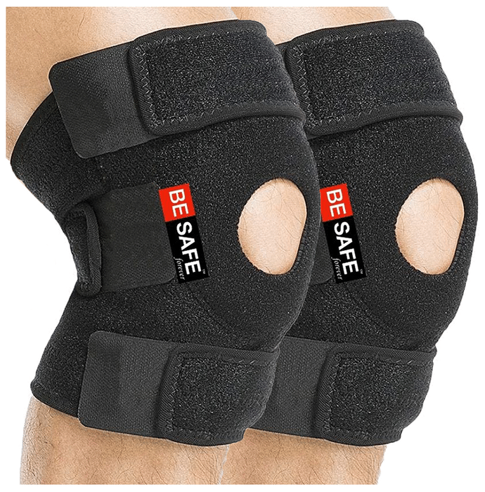Be Safe Forever Knee Cap Support Band Open Patella Large Black