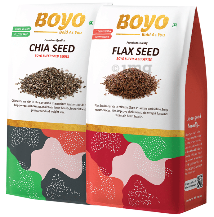 Boyo Combo Pack of Premium Quality Chia Seed (250gm) & Premium Quality Flax Seed (250gm)