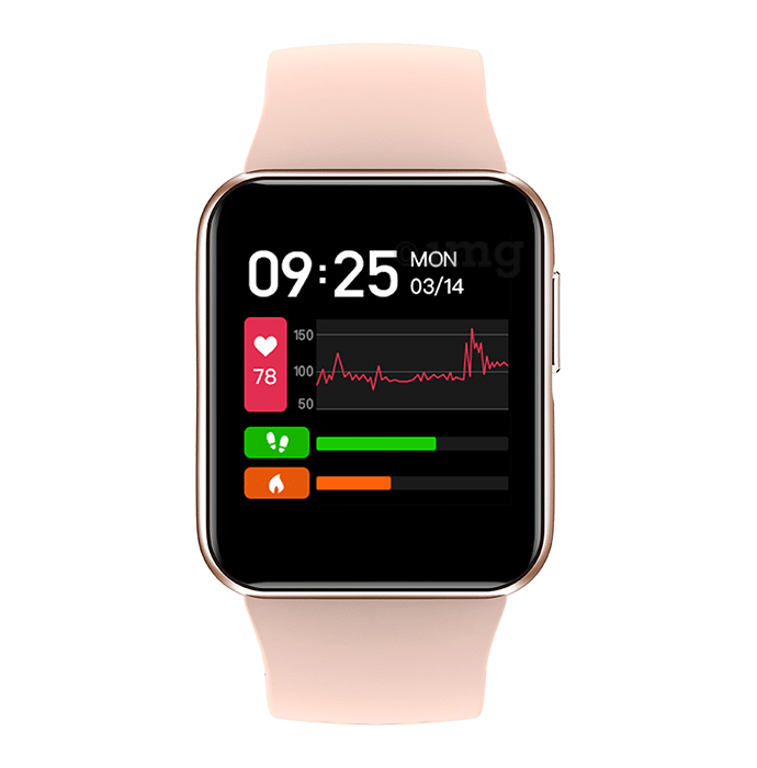 GOQii Smart Vital Lite with 3 Months Health & Personal Coaching Subscription HD Smart Watch Bluish Pink