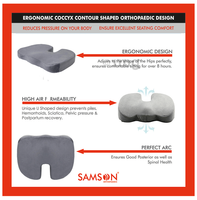 Samson Tailbone Support Pillow (coccyx Cushion) With Memory Foam