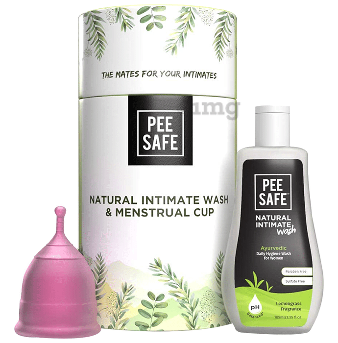 Pee Safe Natural Intimate Wash 105ml & Menstural Cup XS