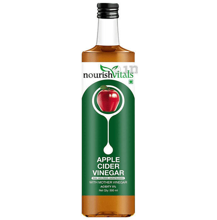 NourishVitals Apple Cider Vinegar ACV with Mother Vinegar Acidity 5% | For Metabolism & Weight Loss