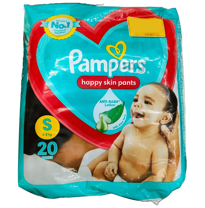 Pampers Happy Skin Pants With Anti Rash Lotion Small