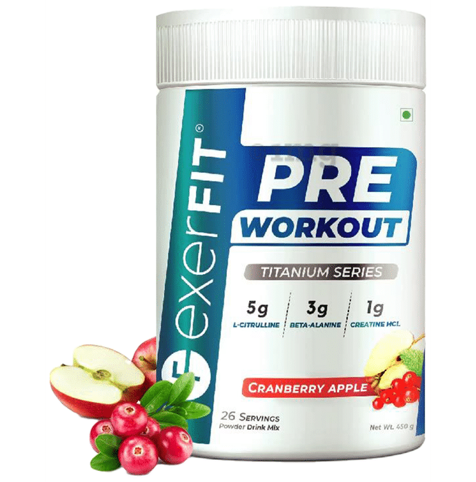 Exerfit Pre Workout Titanium Series Powder Cranberry Apple