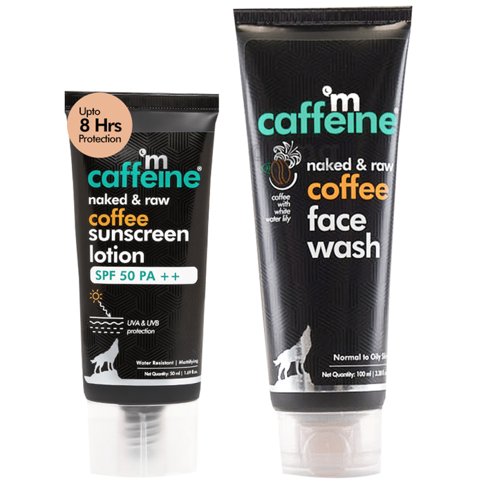 mCaffeine Daily Sun Protection Kit-Deep Cleansing Coffee Face Wash & SPF 50 PA++ Sunscreen Lotion