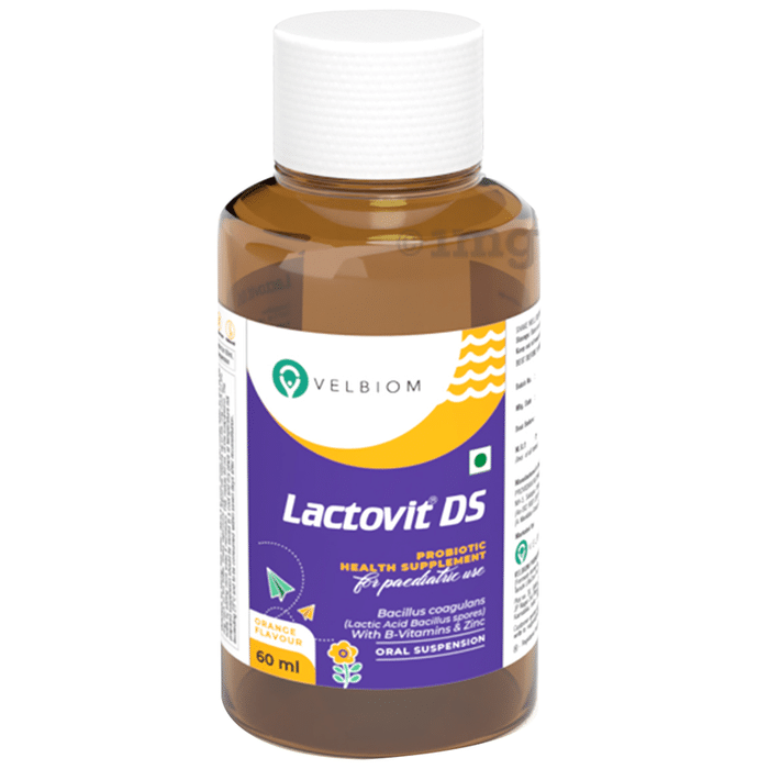 Velbiom Lactovit DS Probiotic Health Supplement Oral Suspension (60ml Each) Orange