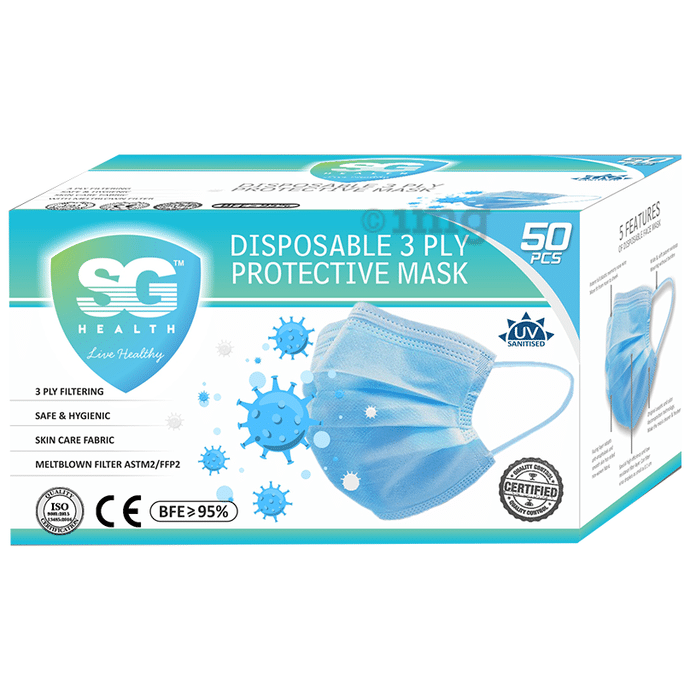 SG Health Disposable 3 Ply Protective Mask with Meltblown Filter