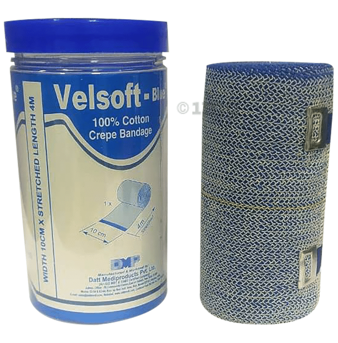 Velsoft -Blue 100% Cotton Crepe Bandage 10cm x 4m