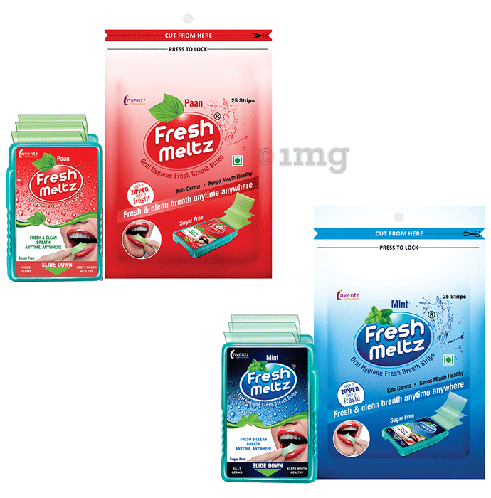 Freshmeltz Oral Hygiene Fresh Breath Strip (25 Each) 3 Paan & 3 Mint Sugar Free