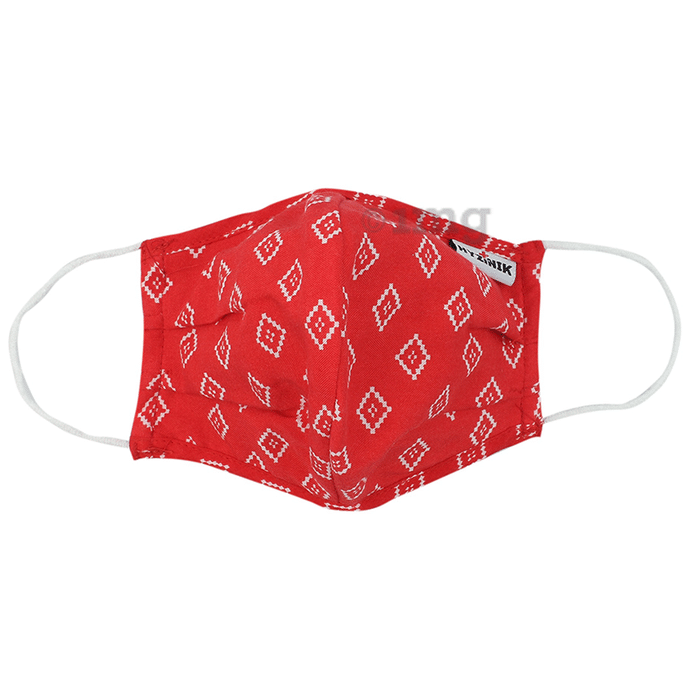 Hyzinik Anti-Viral Reusable Comfortable Face Mask Red and White Dome Shape Print with Pouch