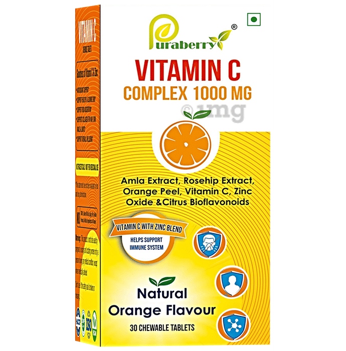 Puraberry Vitamin C Complex 1000mg Chewable Tablet Natural Orange