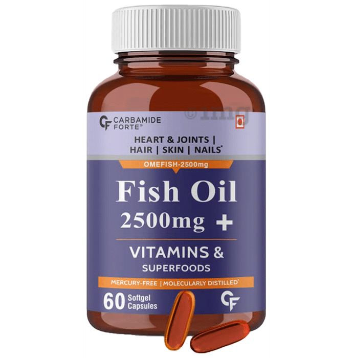 Carbamide Forte Fish Oil 2500mg + Vitamin | Softgel Capsule for Heart, Joints, Hair, Skin & Nails